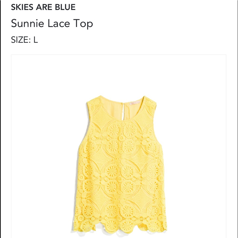 Stitch Fix Skies Are Blue yellow lace top. Size L